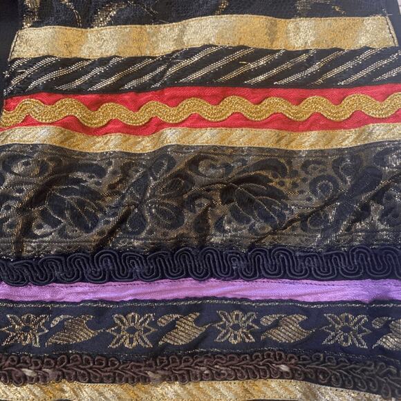 Vintage Contempo Casuals Tapestry Waistcoat Vest Black Gold Red Purple Cropped - Picture 10 of 12